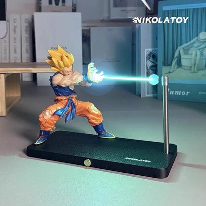 Nikolatoy Dragon Ball Kakarotto Son Goku Kamehameha Wave Magnetic Light Lamp Ornament Anime Peripheral Toys Collect Model Gift