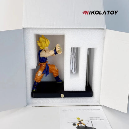 Nikolatoy Dragon Ball Kakarotto Son Goku Kamehameha Wave Magnetic Light Lamp Ornament Anime Peripheral Toys Collect Model Gift