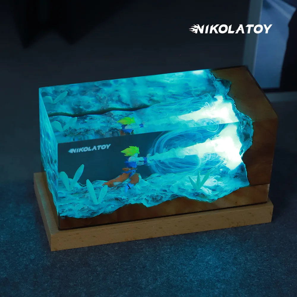 Nikolatoy Dragon Ball Kakarotto Son Goku Kamehameha Wave Magnetic Light Lamp Ornament Anime Peripheral Toys Collect Model Gift